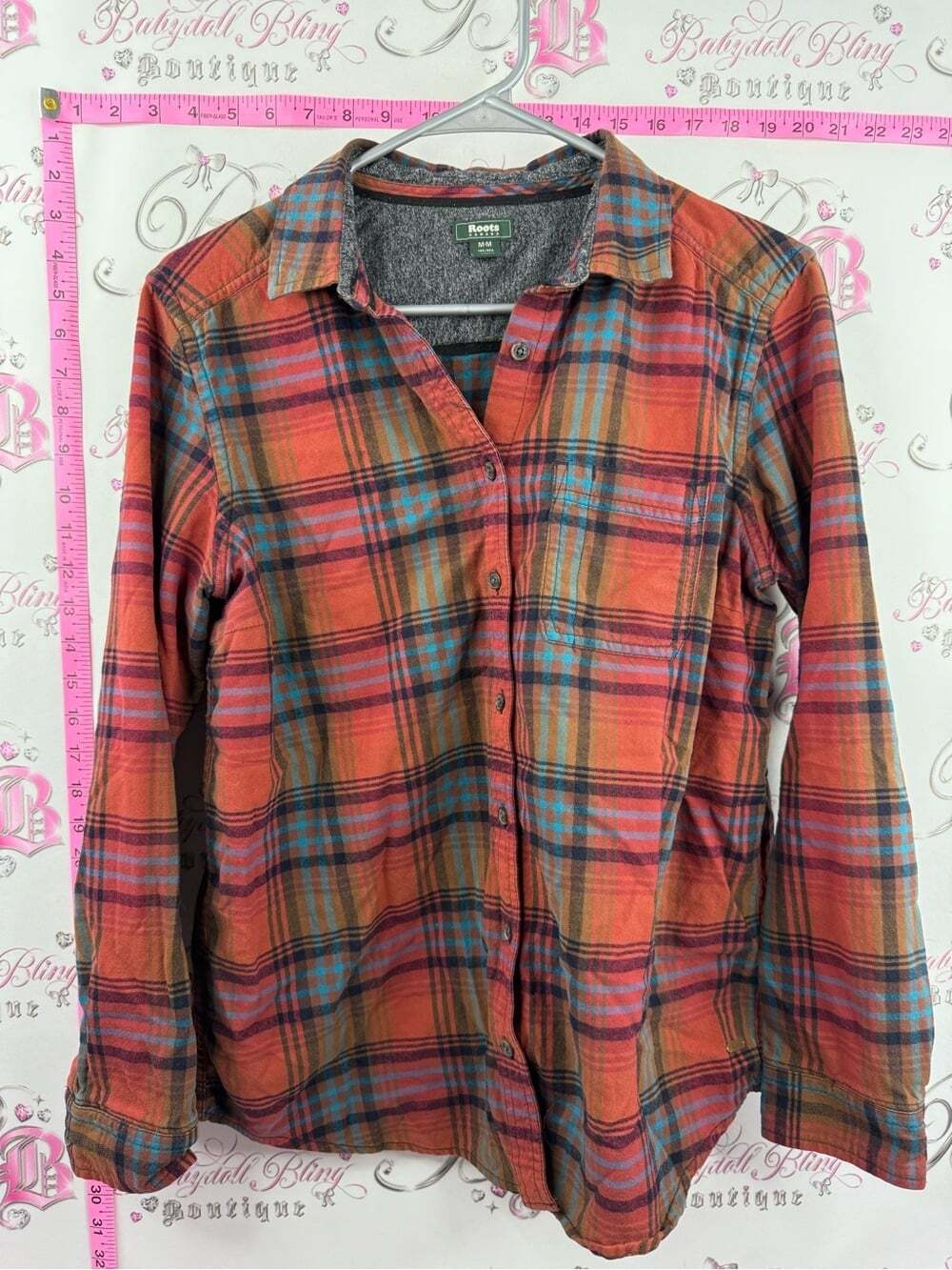 Roots shirt button up Plaid Button-Down Shirt in Orange and Blue